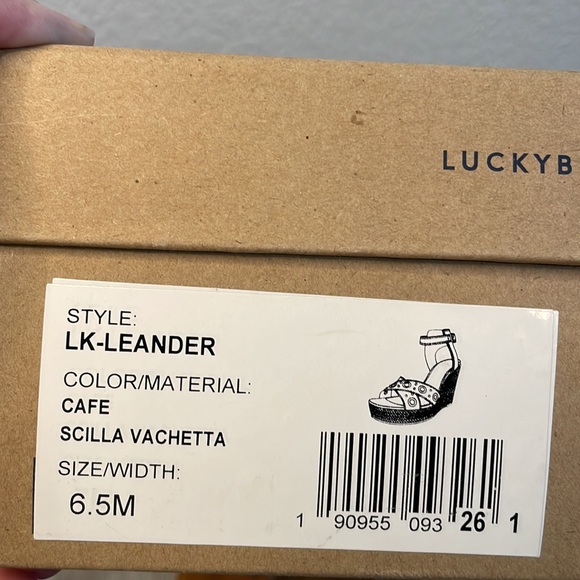 NIB Lucky Brand Leander Cafe Scilla Brown Grommet Platform Wedge Sandals 6.5 - Picture 8 of 8